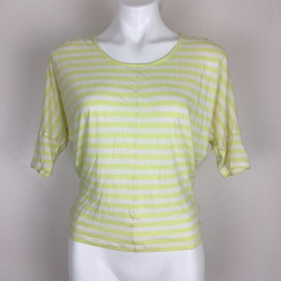 🚨SALE🚨 Express Yellow White Striped Blouse Top 3/$10 4/$12 5/$15 - Picture 2 of 6